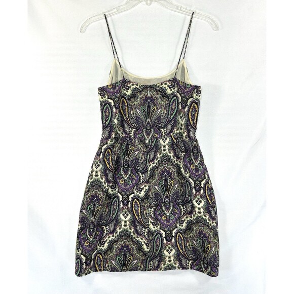 J Crew Tank Top 00 Purple Silk Blend Babydoll Spaghetti Strap Paisley Lined - Picture 3 of 8